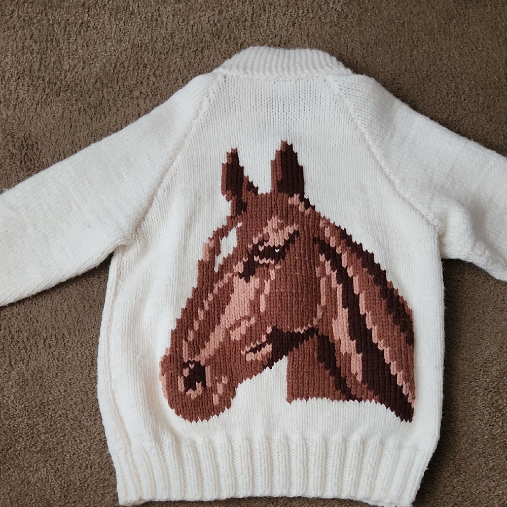 Vintage Wool Cowichan Horse Sweater Handmade